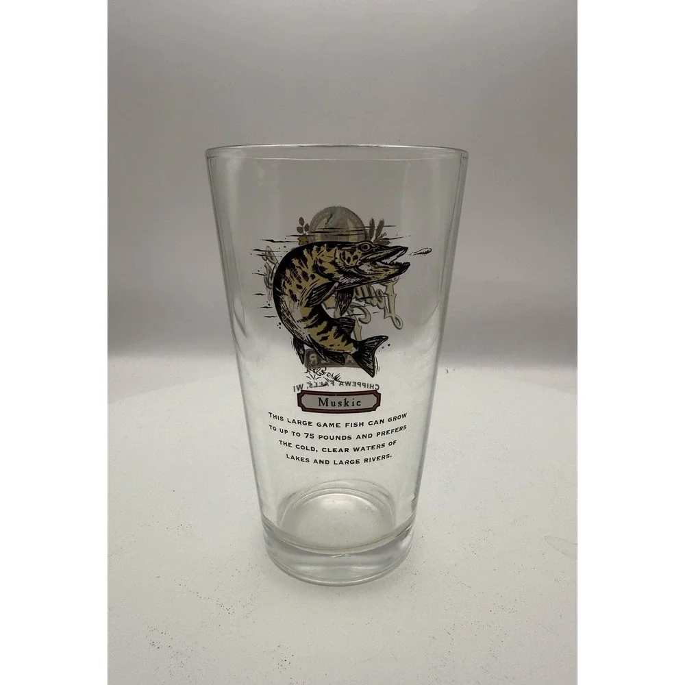 Leinenkugels Beer Glasses Fish Series Crappie, Musky And Bluegill Set Of 3